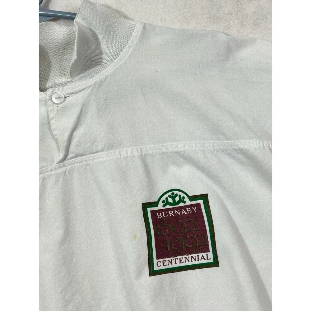 Vintage 90s L Wilson Burnaby Centennial White Button Pullover Long Sleeve Shirt
